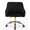 thumbnail image 6 of Swivel Accent Chair, SYNGAR Modern Velvet Fabric Vanity Chair, Comfy Upholstered Leisure Arm Chair W/ Soft Backrest, Home Height Adjustable Office Chair for Bedroom, Living Room, Black, D4362, 6 of 9