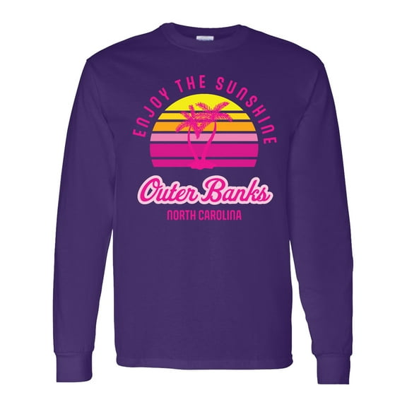 Inktastic Summer Enjoy the Sunshine Outer Banks North Carolina in Pink Long Sleeve T-Shirt