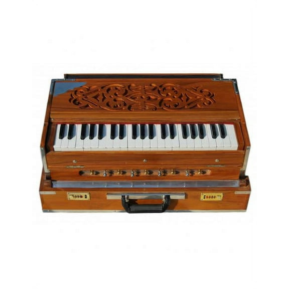 Naad Folding Harmonium Instrument, 3.5 octaves, Portable Harmonium Tuned 2023 - Polished
