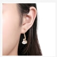thumbnail image 2 of Yoursfs White Pearl Dangle Earrings for Women Pierced Earrings Rose Gold Plated Earrings Leverback Pearl Earrings, 2 of 4
