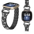 thumbnail image 1 of REQO Metal Bands Compatible with Fitbit Sense 2/Sense/Versa 4/Versa 3 Bands, Adjustable Classic Stainless Steel Bands Diamond Rhinestone Links Bracelet Band for Man&Women, 1 of 7