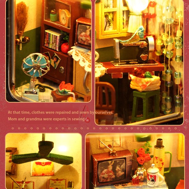 Casa de muñecas de madera hecha a mano Kit Miniatura Casa Radio Roombox Villa Casa de muñecas