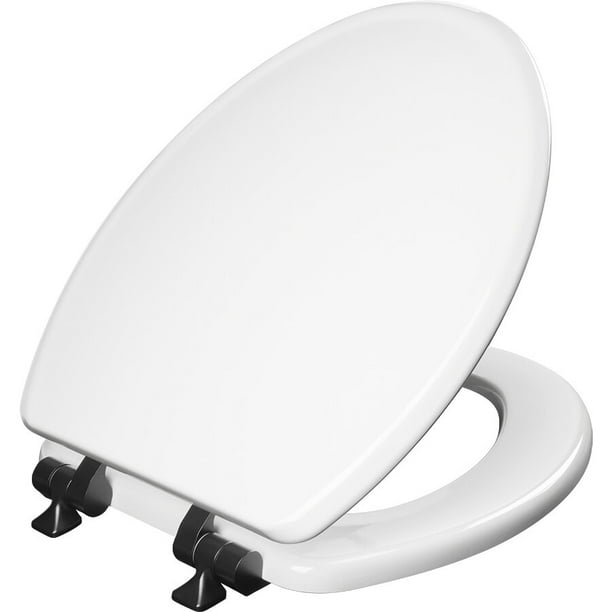 Mayfair Benton? Elongated Enameled Wood Toilet Seat in White with STA