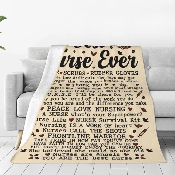 Nurse Gifts, Soft Flannel Throw Blanket for Women, Cozy Nurse Blanket for Sofa Couch Chair, Practitioner Graduation Retirement Gift 50x40