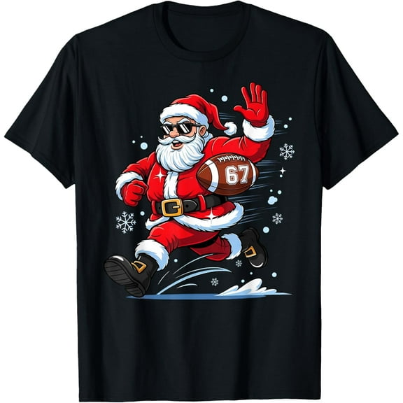 Funny Football Santa 67 Christmas Xmas Holiday Boys Kids T-Shirt- American fashion hot selling casual retro high quality 100% cotton T-shirt 1 piece