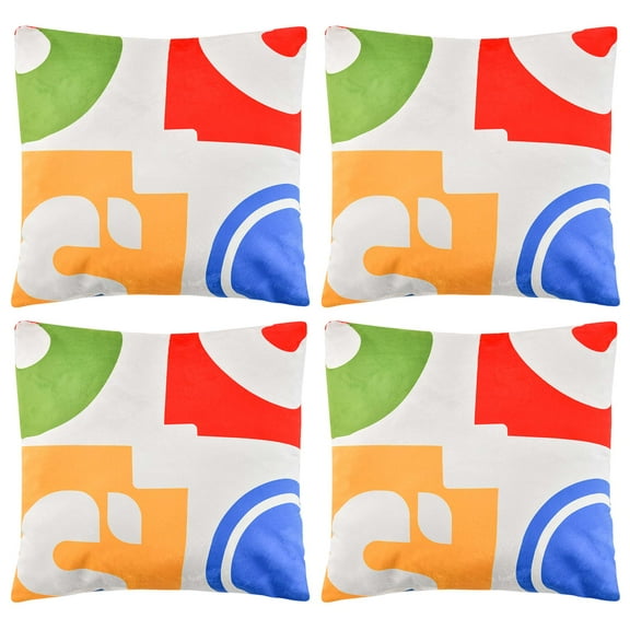 Costway 4 PCS Square Throw Pillows Removable & Washable Velvet Pillow 18''x18'' Red