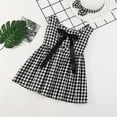 thumbnail image 2 of ZHUASHUM Girls Dresses Sleeveless Round Neck Summer Toddler Casual Dress Summer Cotton Bow Plaid Princess Dress Black 5-6 Years, 2 of 5