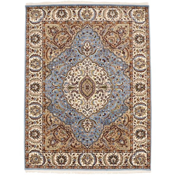 Blue Floral Kirman 5'9X7'6 Oriental Rug