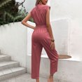 thumbnail image 6 of Kmdttou Clearance Under 10$! Women's Summer Sleeveless V-neck Solid Color Straight Leg High Waisted Lace Up Jumpsuit on Clearance!, 6 of 6