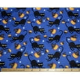 thumbnail image 2 of Halloween Spooky Black Cats and Tossed Pumpkins on Blue 100% Cotton Fabric, 2 of 2
