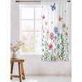 thumbnail image 3 of Sheer Curtains 63 Inch Length, Spring Floral Semi Sheer Curtains Light Filtering Window Treatment, Pink Blue Flowers Botanical Butterflies Privacy Voile Drapes for Living Room Bedroom 52x63 Inch, 3 of 7