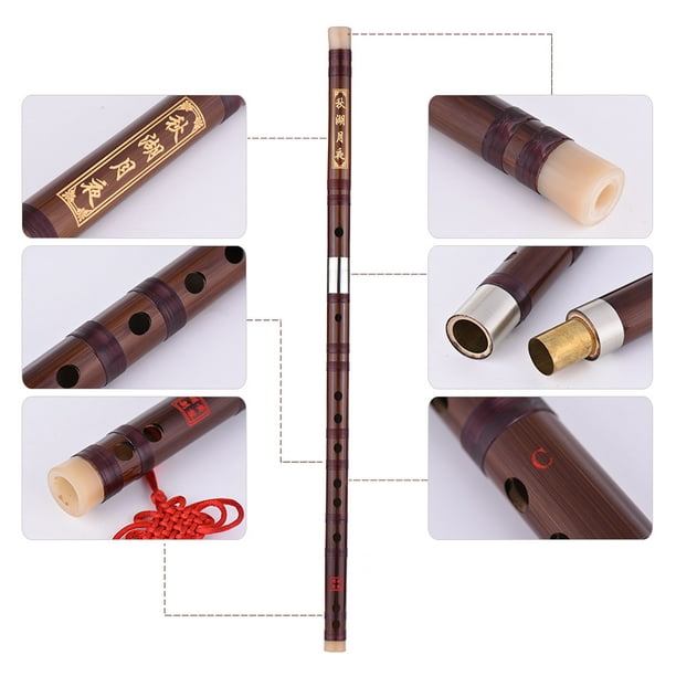 Flûte en Bambou en Corne Rouge À 2 Sections en Cupronickel À