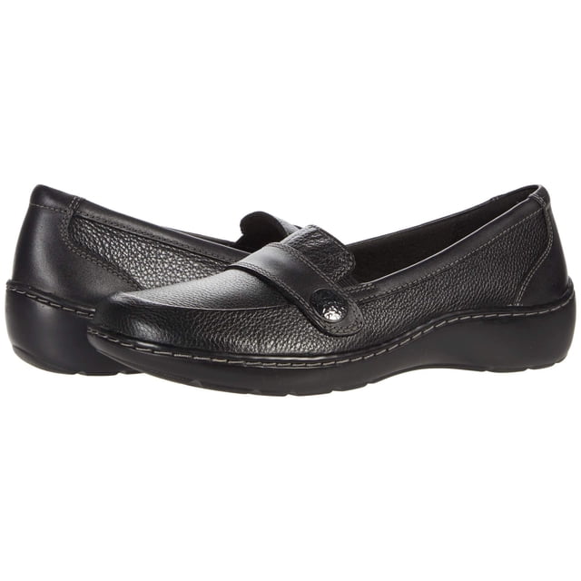 Mocasín Plano para Mujer Clarks Cora Daisy en Cuero Negro Tostado Talla 6.5 Extra Ancho