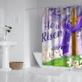 thumbnail image 2 of Easter Shower Curtain, He is Risen Shower Curtains for Bathroom, Spring Easter Floral Home Decor Waterproof Fabric with Hooks 72x72 Inch, 2 of 4