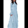thumbnail image 3 of Vestidos Ajustados para Mujer, Elegantes Vestidos Largos de Cóctel con Mangas Acampanadas y Dobladillo con Volantes. Azul XL, 3 of 10