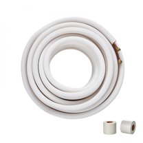 50FT Mini Split Line Set, 1/4" & 3/8" O.D Copper Pipes Tubing and Triple-Layer Insulation, for Mini Split Air Conditioning Refrigerant or Heating Pump Equipment & HVAC with Wrapping Strips.