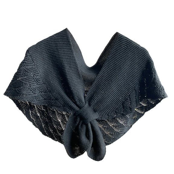 Yesbay Women Shawl Short Knitted Sunscreen Open Stitch Air Conditioner Shawl for Home Wear