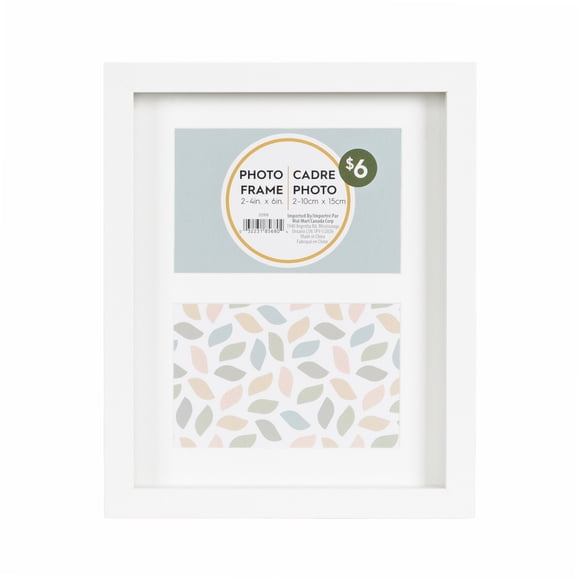 DesignOvation MacIntyre 2-Opening 4x6 White Picture Frame