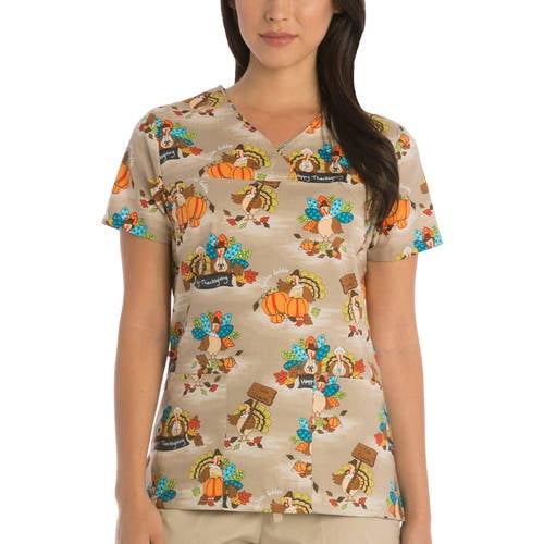 Scrubstar Women's Fashion Collection Harvest Cotton VNeck Scrub Top