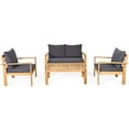 thumbnail image 2 of Gymax 4PCS Cushioned Wooden Conversation Set Patio Outdoor Furniture Set, 2 of 9