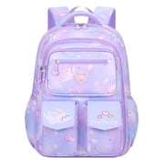 Ficcug School Backpack Girls School Bag,25L Wear-Resistant Lightweight Kids Backpacks Fashion Waterproof Bookbag,Purple