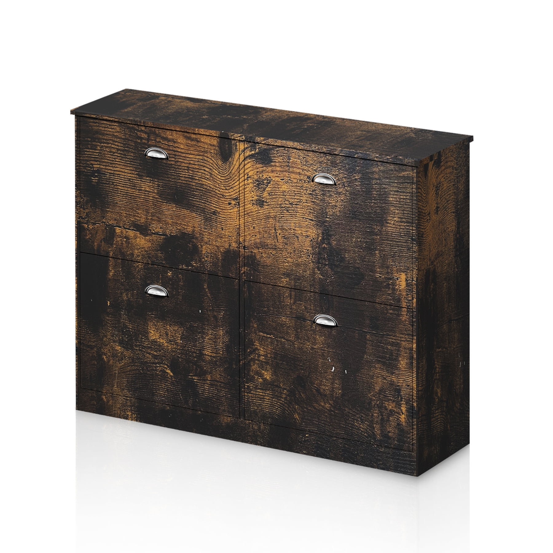 Aukfa 40.3" Slim Narrow Shoe Cabinet with Drawers for Entryway,Entryway Shoe Organizer w/Adjustable Shelves,Brown