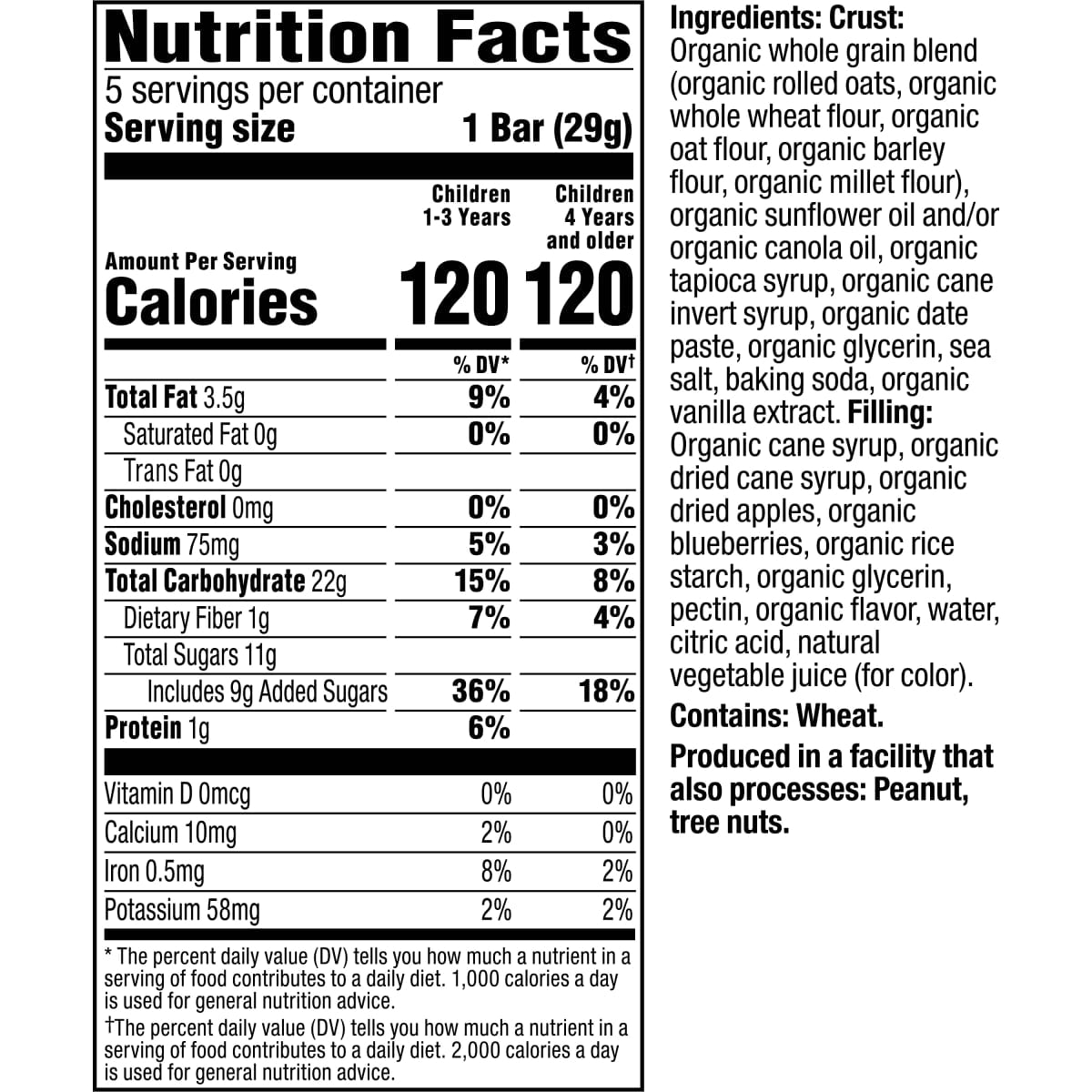 Plum Organics Jammy Sammy Snack Bars, Blueberry and Oatmeal, 1.02 oz Bars, 5 Count, 6 Pack