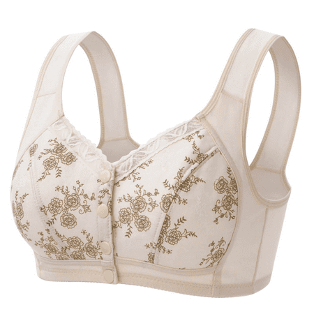 Fulorrnie Bras for Women Maternity No Underwire Push Up Supportive Front Closure Seamless Comfort Bra Light Yellow 42