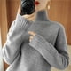 thumbnail image 2 of Suéter de punto de cuello alto medio para otoño e invierno, suéter elegante de lana de color sólido para mujer, jersey de base de punto grueso, 2 of 6