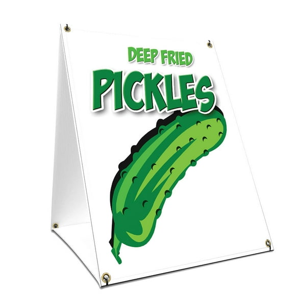 A-frame Sidewalk Fried Pickles Sign With Graphics On Each Side | 18" X 24" Print Size