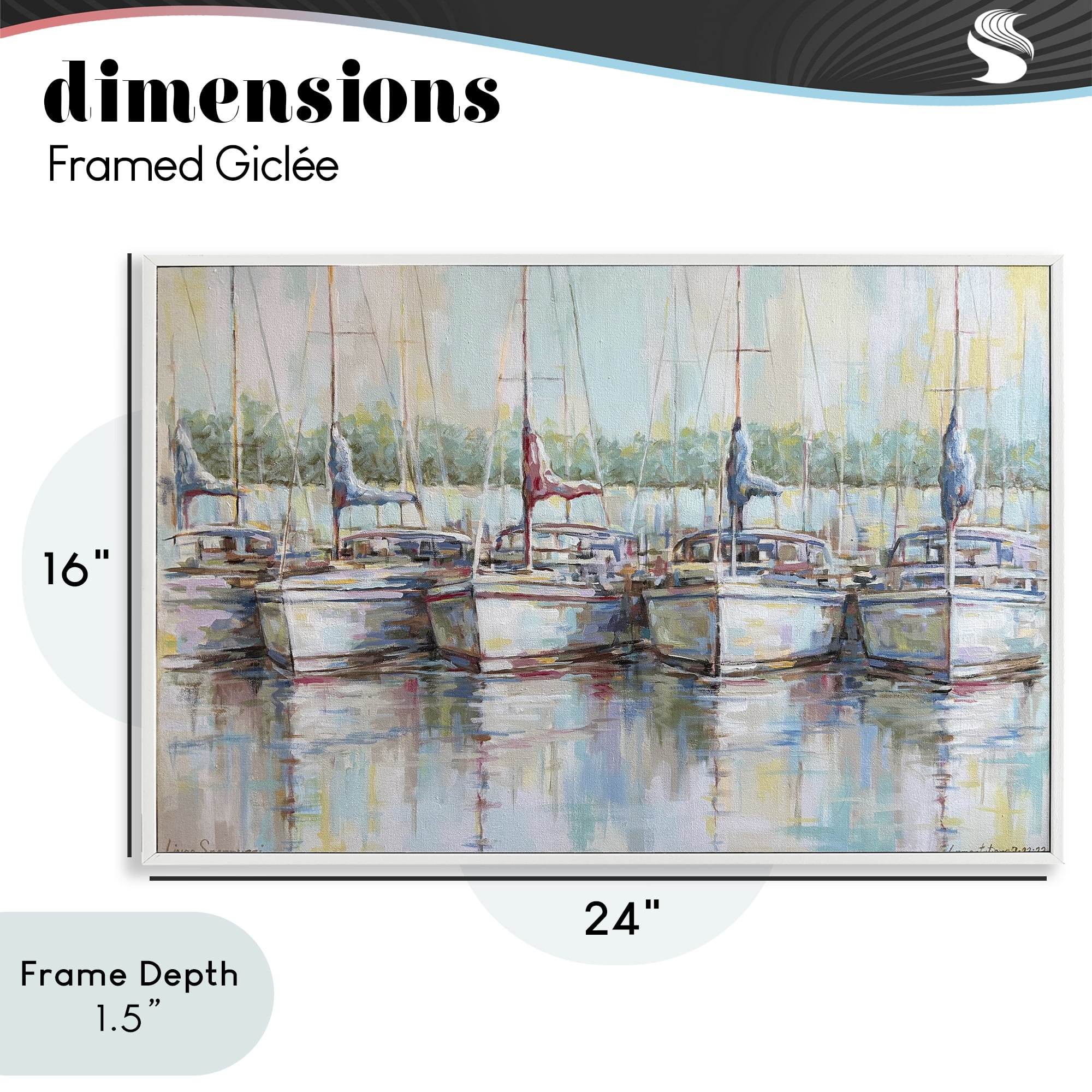 Stupell Industries Morning At The Marina White Framed Giclee Art, design by Linda Sperruzzi