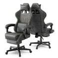 thumbnail image 5 of Luxvie Gaming Chair with Footrest Computer Ergonomic Office Chair with Massage Lumbar Support & Headrest, High Back Vintage Game Chair for Adults and Kids, Gray, 5 of 9