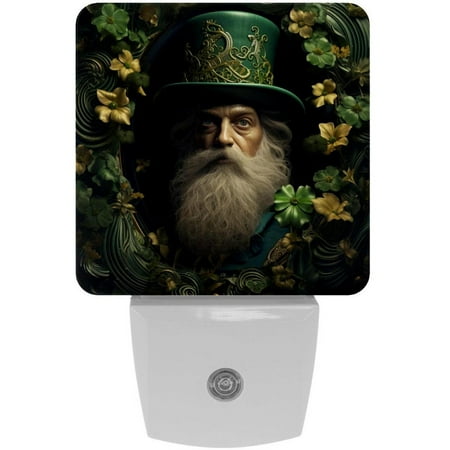 

St. Patrick s Day LED Square Night Light - Compact and Energy Efficient Illumination for Bedrooms and Bathrooms - Plug-in Wall Lamp with Auto Sensor