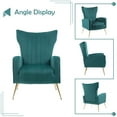 thumbnail image 3 of Jerry Velvet Accent Chair Upholstered Living Room Arm Chair PEACOCK BLUE, 3 of 5