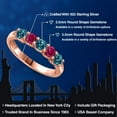 thumbnail image 2 of Gem Stone King 18K Rose Gold Plated Silver London Blue Topaz and Red Created Ruby Wedding-Bands Ring for Women | 1.16 Cttw | Round 3.5MM | Gemstone November Birthstone | Size 5, 2 of 6