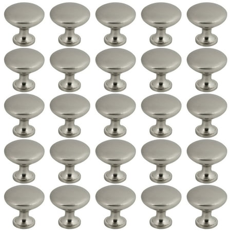 25 Pack Of Brushed Satin Nickel Cabinet Hardware Round Mushroom