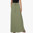 thumbnail image 2 of pstuiky Skirt for Women , Women Solid Color Elastic-Waist Skirt with Ankle-Length Skirt with Pockets Leisure, 2 of 7