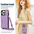 thumbnail image 2 of Nalacover Wallet Crossbody for iPhone 15 Pro Phone Case with Lanyard Strap Credit Card Holder 6.1", PU Leather Protective Handbag Purse Kickstand Bling Diamond Cover Women Girl, Purple, 2 of 13