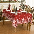 thumbnail image 4 of Christmas Tablecloth 60×60 Inch, Floral Leaf Red Washable Table Cover for Party Picnic Dinner Decor, 4 of 6