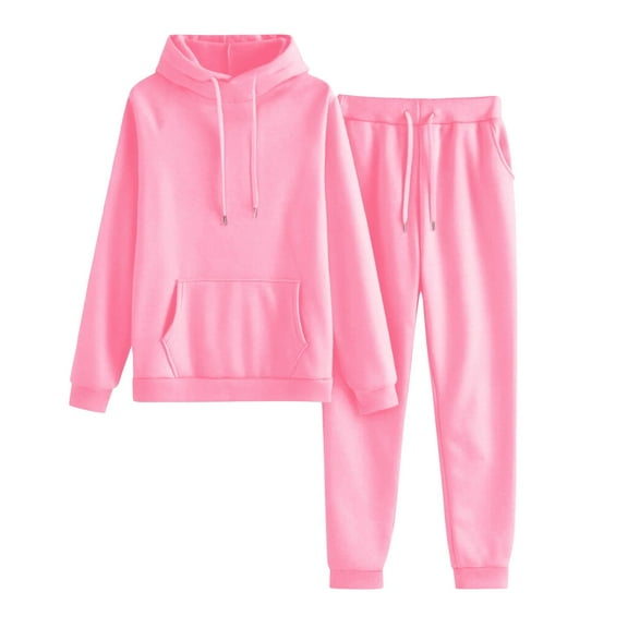 Women 2 Piece Sweatsuits Sets Lounge Hoodie Tracksuits Baggy Cozy Sweatpant Fall Winter Jogging Suit with Pockets Pink S
