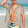 thumbnail image 7 of Bingfone Men's Short Sleeve Button Down Shirts Hawaiian Watercolor Wildflowers Printed Beach Shirt, 7 of 7