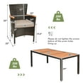 thumbnail image 3 of Costway 9PCS Patio Rattan Dining Set 8 Stackable Chairs Cushioned Acacia Wood Table Top, 3 of 10