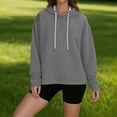 thumbnail image 2 of Hurxie Women's Long Sleeve Drawstring Hoodies Sweatshirt Casual Loose Lightweight Pullover Tops with Pocket Gray XL, 2 of 7