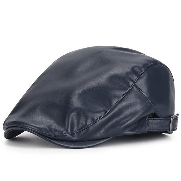 Boina informal de cuero sólido para hombre, estilo antiguo, combina con todo, ideal para parejas, de rayón.