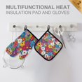thumbnail image 4 of Yayeee Oven Mitts and Pot Holder Set of 4 Heat Resistant Kitchen Gloves Baking Hot Pad, Whimsical Floral, 4 of 5