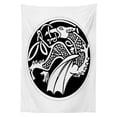 thumbnail image 3 of Ambesonne Celtic Tablecloth Rectangular Table Cover, Astronomical Dragon, 60"x84", Black and White, 3 of 4