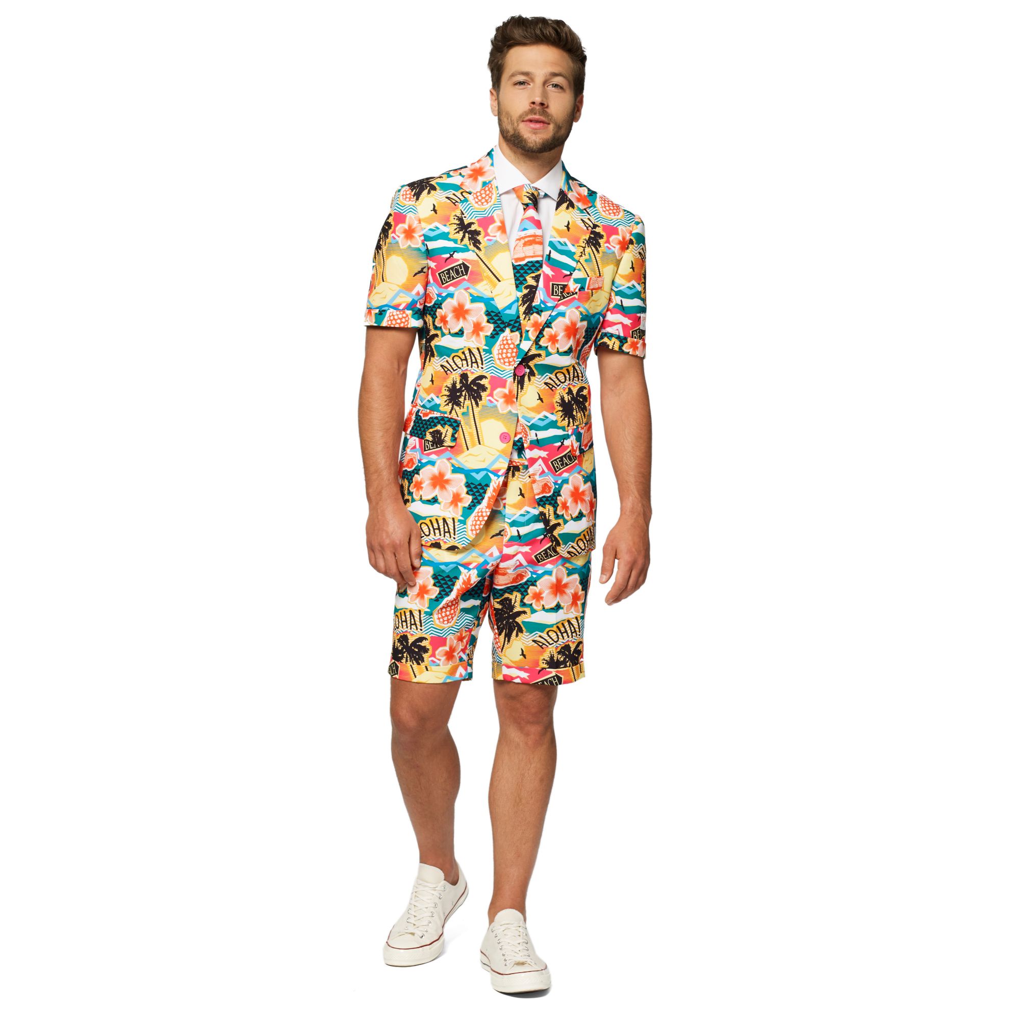 Blue and Yellow Aloha Hero Men's Adult All Year Tropical Suit US44