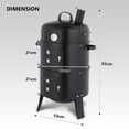 thumbnail image 2 of 17” x 20” x 33” Black Vertical Cylindrical Smoker with Chimney Powder-Coated Iron Outdoor BBQ, 2 of 10