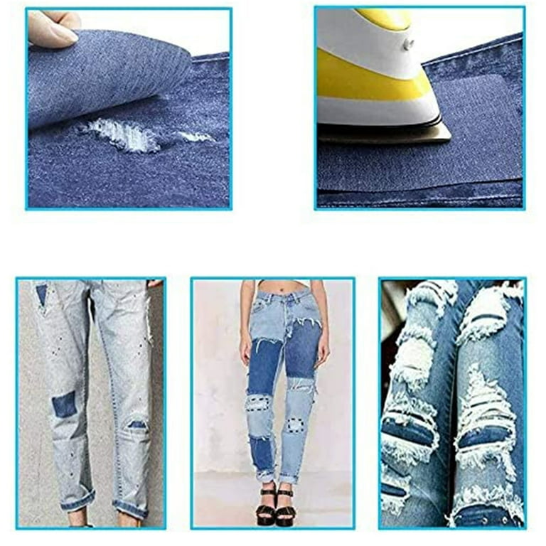 Blue Jean Patches Rectangle Oval Clothes Iron On Denim Jacket Hole