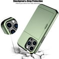 thumbnail image 4 of KOMI pour iPhone 13 Pro Étui avec Porte-Cartes [Ranger 5 Cartes] Double Couche Robuste Antichoc Étui Portefeuille iPhone 13 Pro avec Fente pour Carte Cachée Grand Étui de Rangement pour iPhone 13 Pro (Vert), 4 of 5